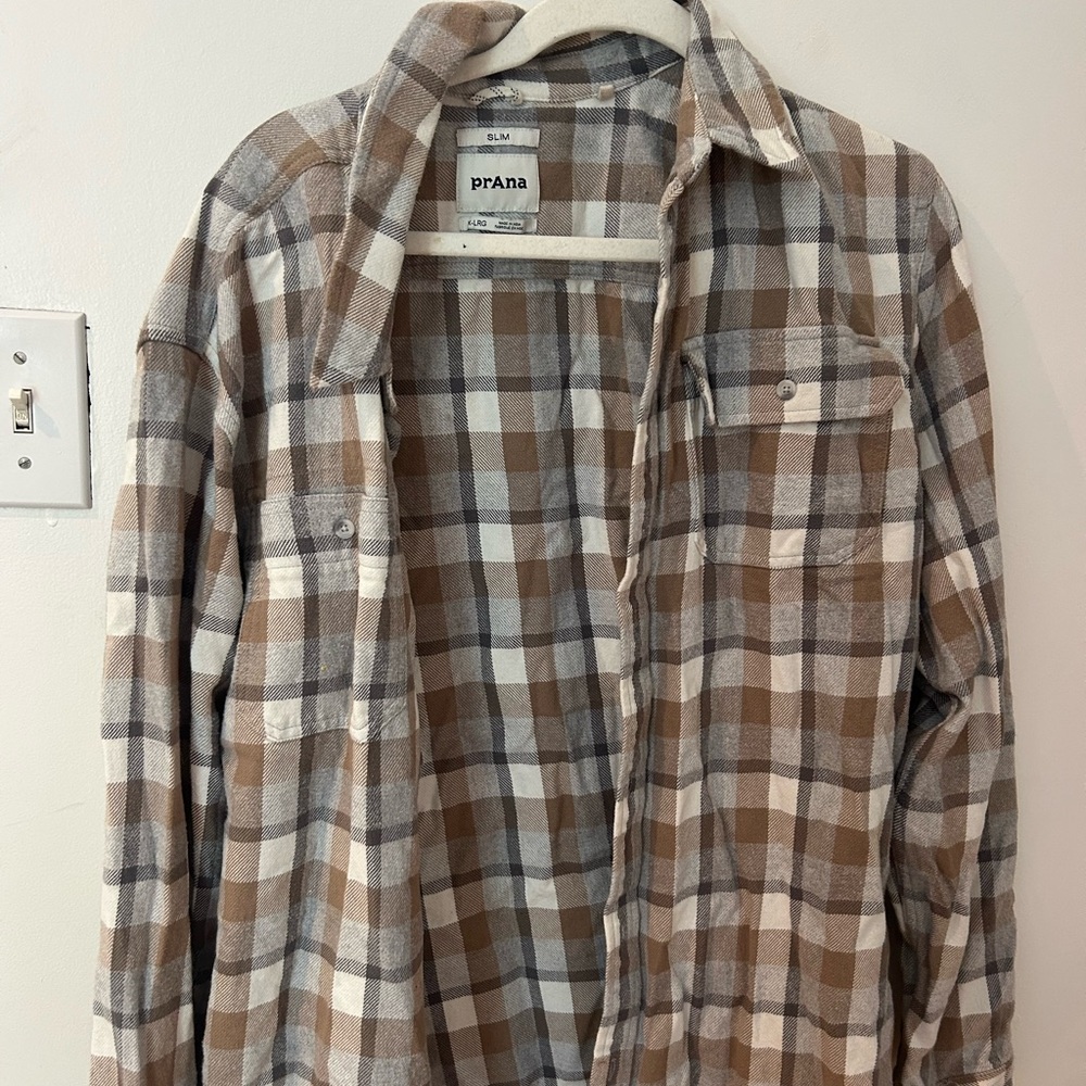 Prana Brown Plaid Flannel Shirt